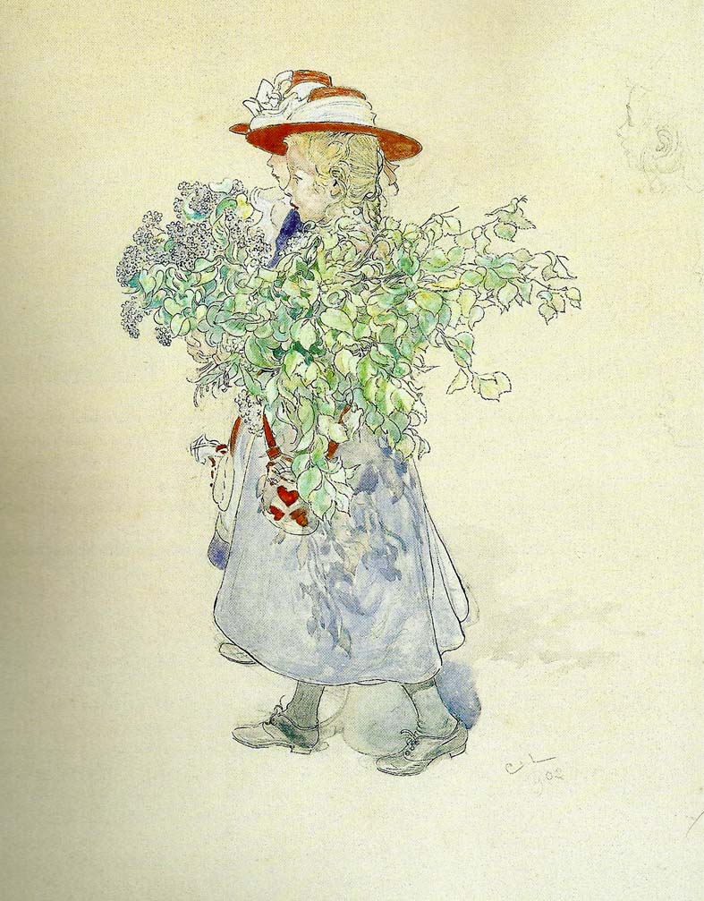 Carl Larsson tva flickor med syrener